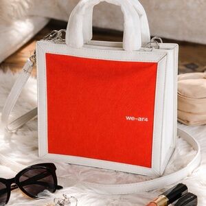 we-ar4 ICONIC pastry box bag in orange and white 100% leather